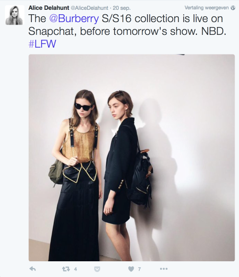 Burberry's social campagne op Snapchat